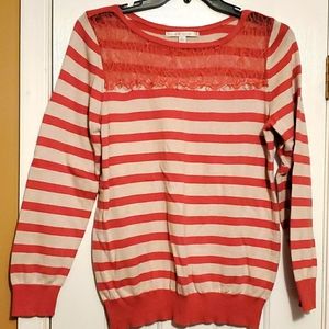 Lauren Conrad striped sweater with lace collar.